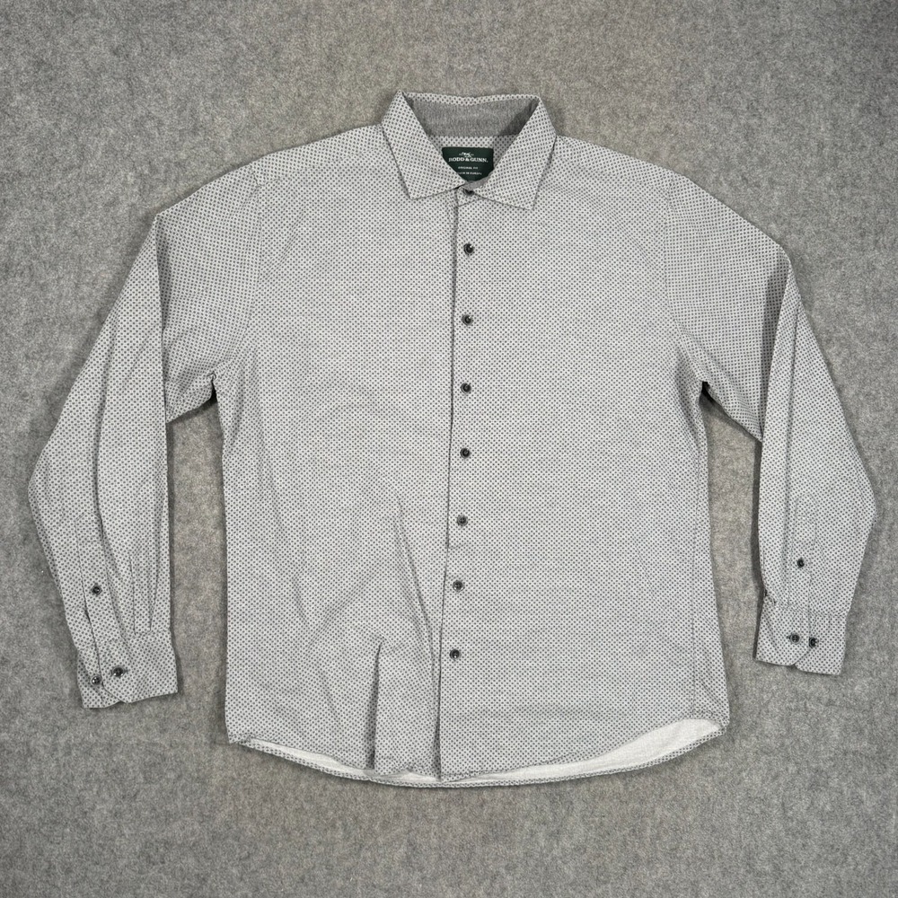 Rodd & Gunn Gray Geometric Original Fit Button Up Shirt Men's Size Medium